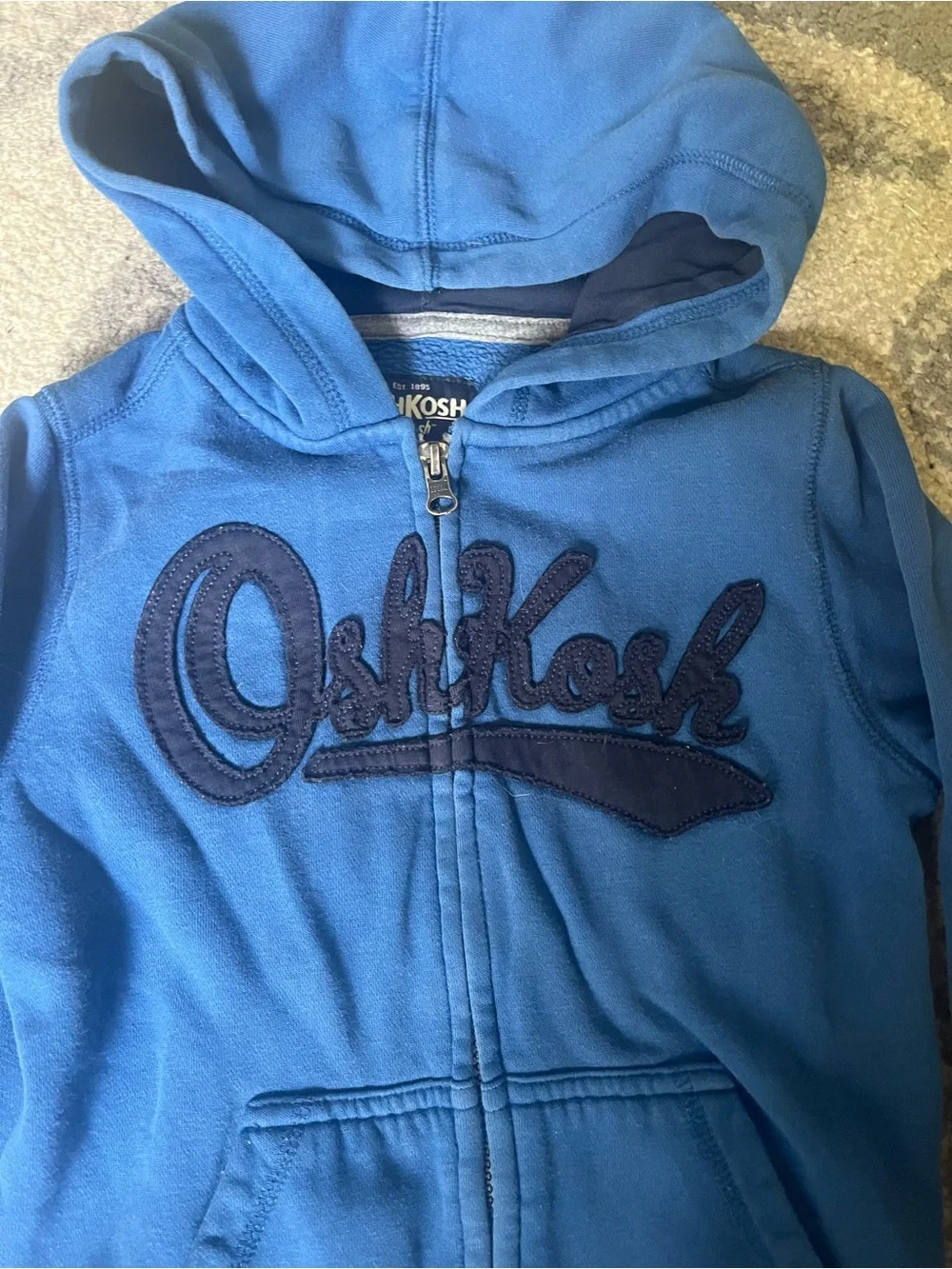 OshKosh B'gosh Blue Zip-Up Hoodie with Navy Logo